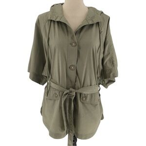 Loft Lightweight Hooded Casual Poncho Utility Button Up Jacket - Sz S